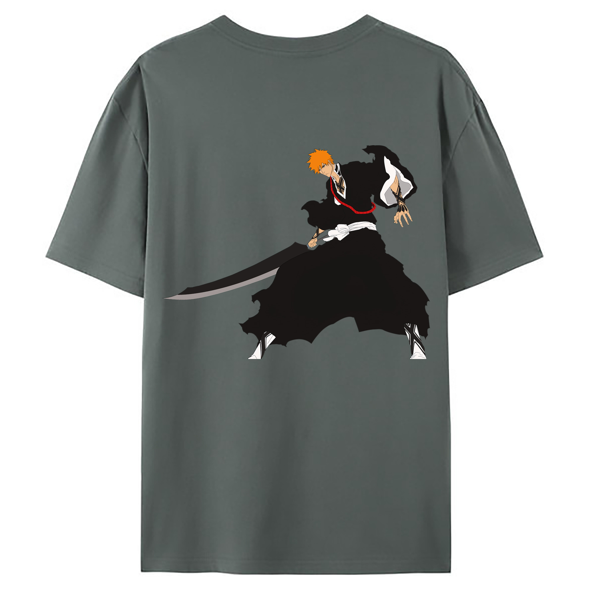 （画像用） ブリーチ 黒崎一護（くろさき いちご）BLEACH Kurosaki Ichigo 綿100％ メンズ半袖Tシャツ（バックプリント） 通気性